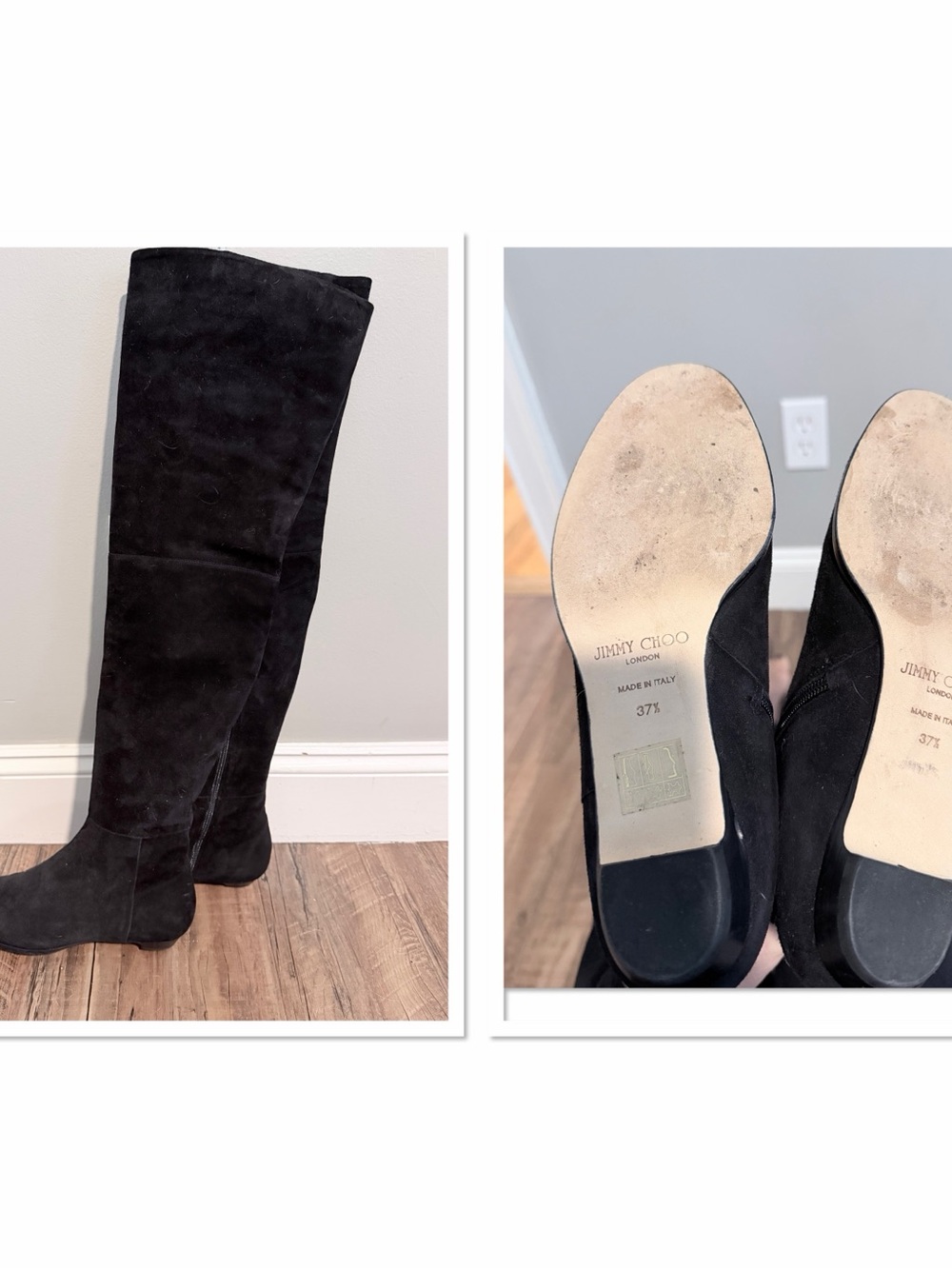 Jimmy Choo Black Suede Over-the-Knee Boots
